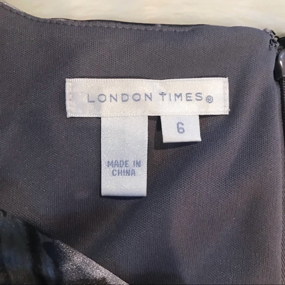 LONDON TIMES Satin Sheath Dress Gray Sleeveless - Picture 4 of 11